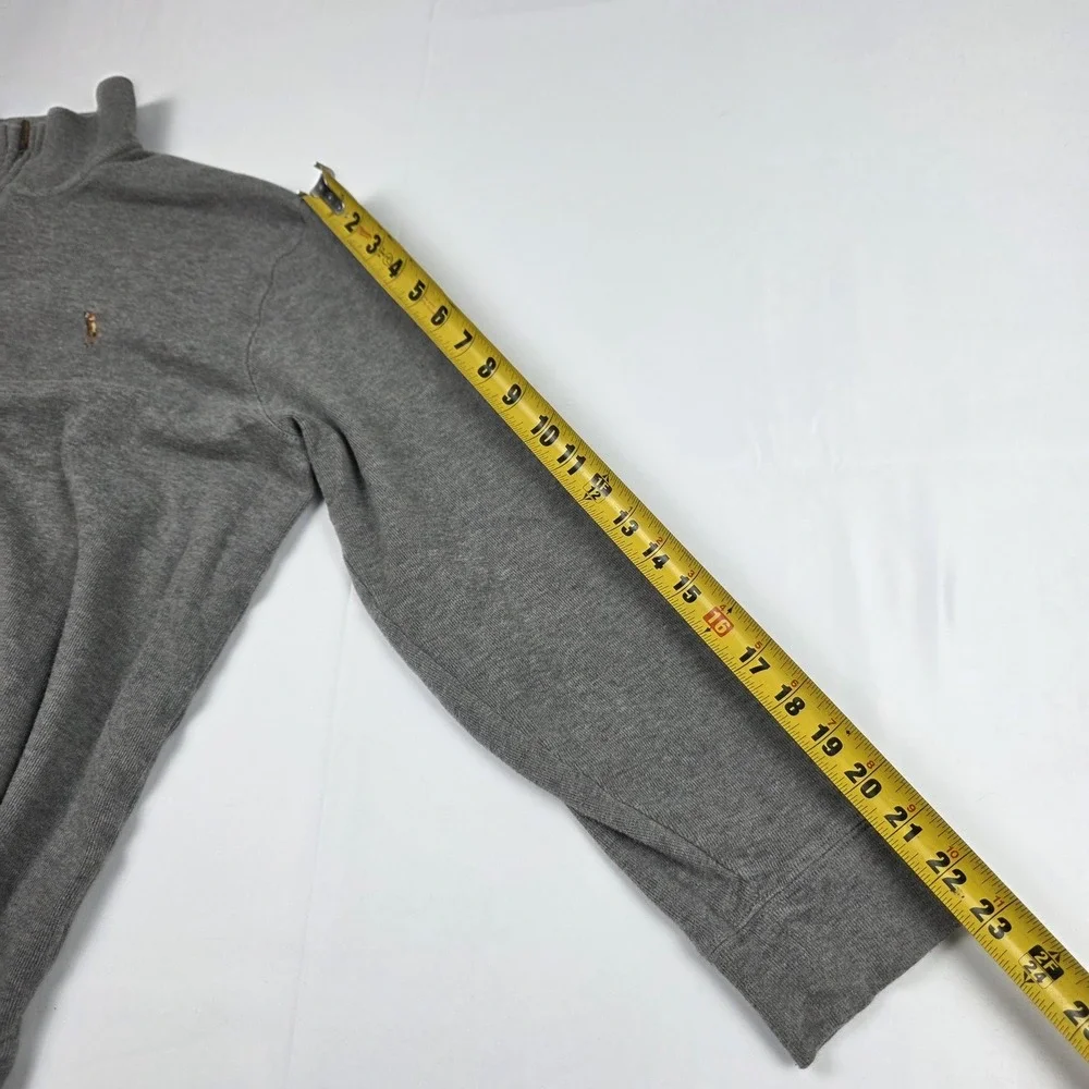 Polo Ralph Lauren Sweater Mens Large Gray Estate Rib Quarter Zip Mock Neck